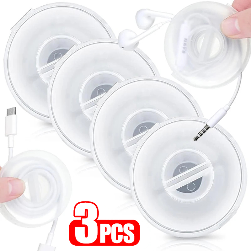 1-3PCS Mini Portable Headphone Wire Winder Organizer for Desktop Organization Travel Storage Desk Assessories USB Wire Cord Reel