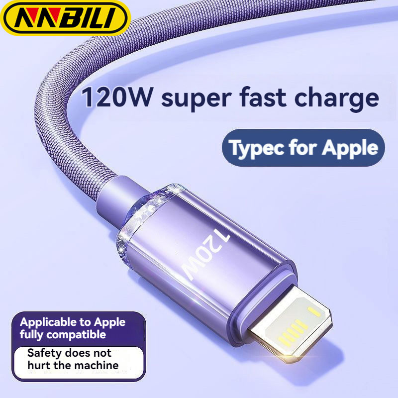 NNBILI 120W 6A USB C for iPhone 13 12 11 Pro Max XR 8 PD Fast Charging for iPhone Charger Cable for MacBook iPad Type C Cable