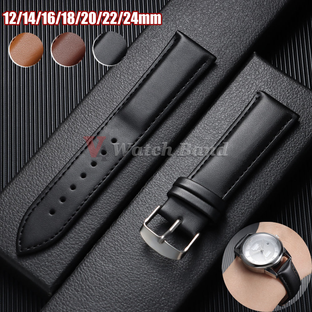 Ultra-thin Soft PU Watchband Sport Watch Belt Wrist Bracelet Watches Strap 12mm 14mm 16mm 18mm 20mm 22mm 24mm Brown Black Band