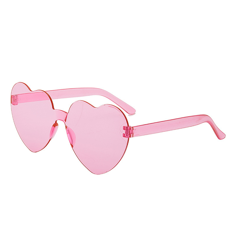 Cute Heart Sunglasses for Women Trendy Y2K Rimless Transparent Love Heart Shades Festival Party Beach Sunglasses UV Protection
