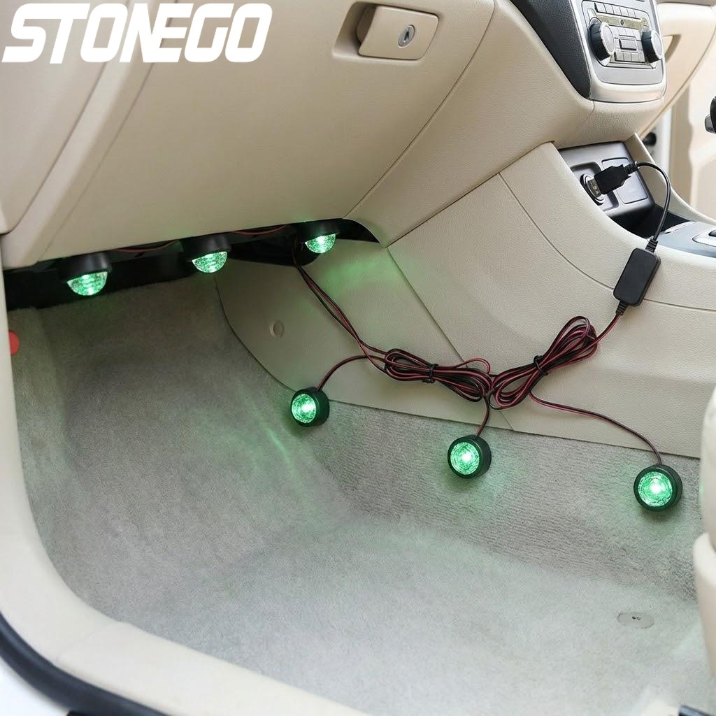 USB Car LED Voice Activated Seven Colors Starry Sky Projection Ambient Light Interior Decorative Lighting