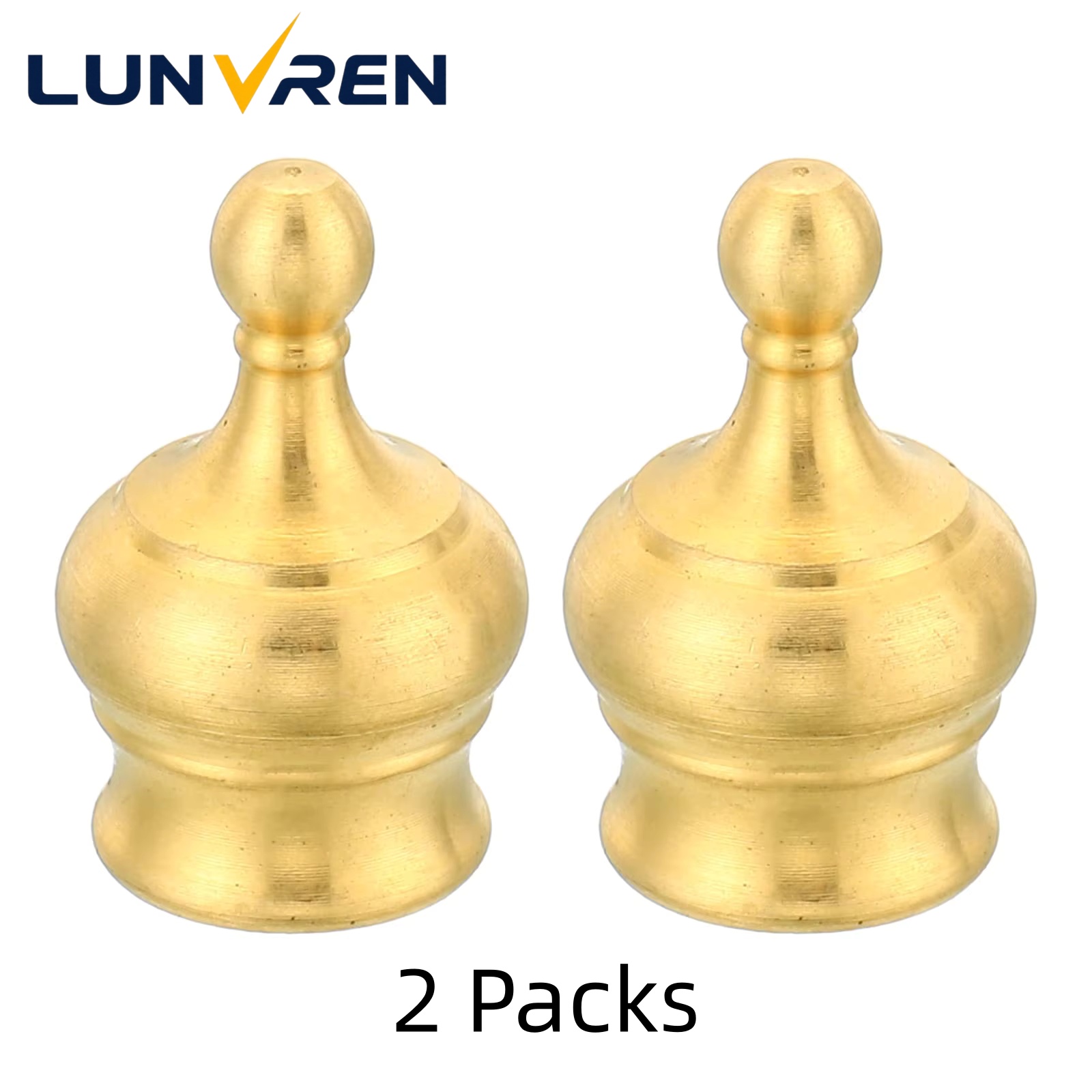Thread Lamp Finial Cap Knob, 2 Pack Brass Lamp Shade Harp Top Screw Caps Decoration Light Fixture for Table Lamps Floor Lamps