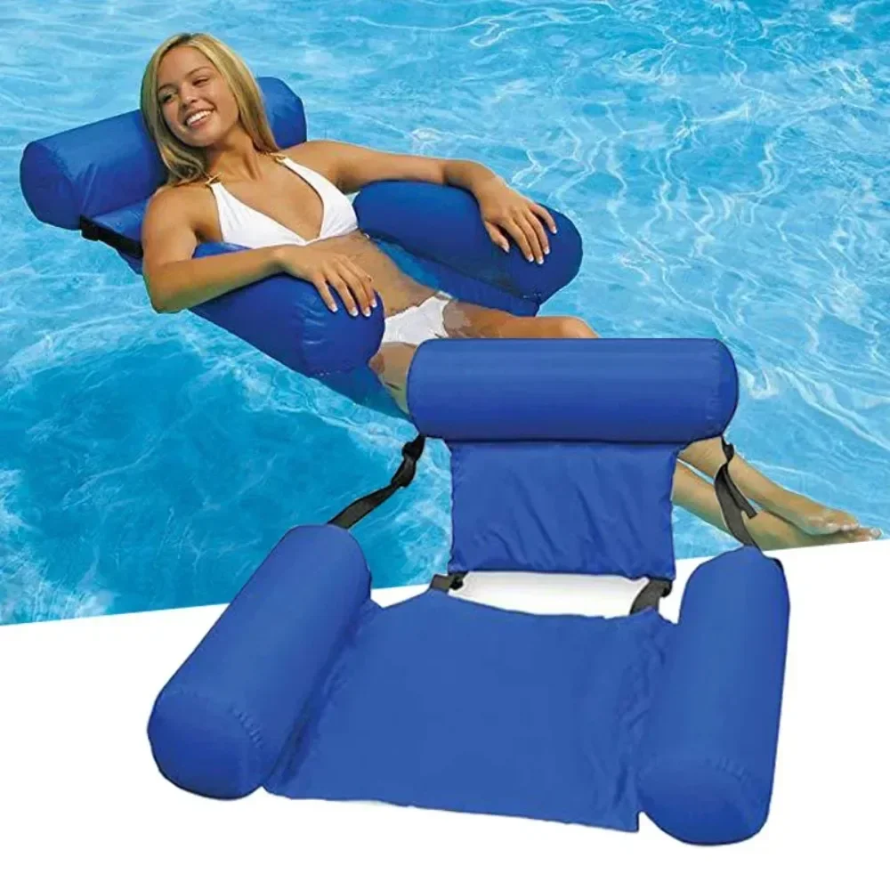 Hammock Recliner Chair Portable Inflatable Water Sleeping Bed Foldable Floating Lounger Air Mattress Outdoor Swimming