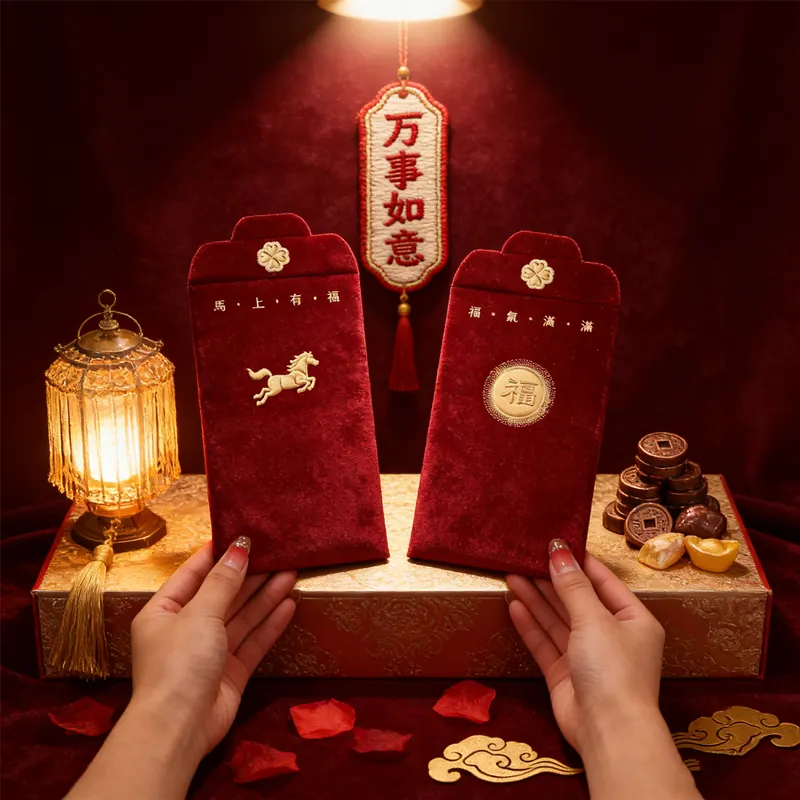Embossed Horse Year Red Packet Set 2026 6pcs Premium Red Envelopes with Raised Design New Year Lucky Money Pockets, Elegant Gift