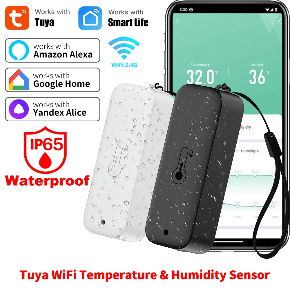 Tuya WiFi Infrared Remote Control Temperature and Humidity Sensor Black ABS Suitable for Alexa Home New