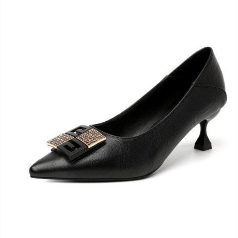 Sapatos Femininas Women Cute Sweet Light Weight Black Patent Leather Office Stiletto Heel Shoes Lady Cute Comfort Pumps B131