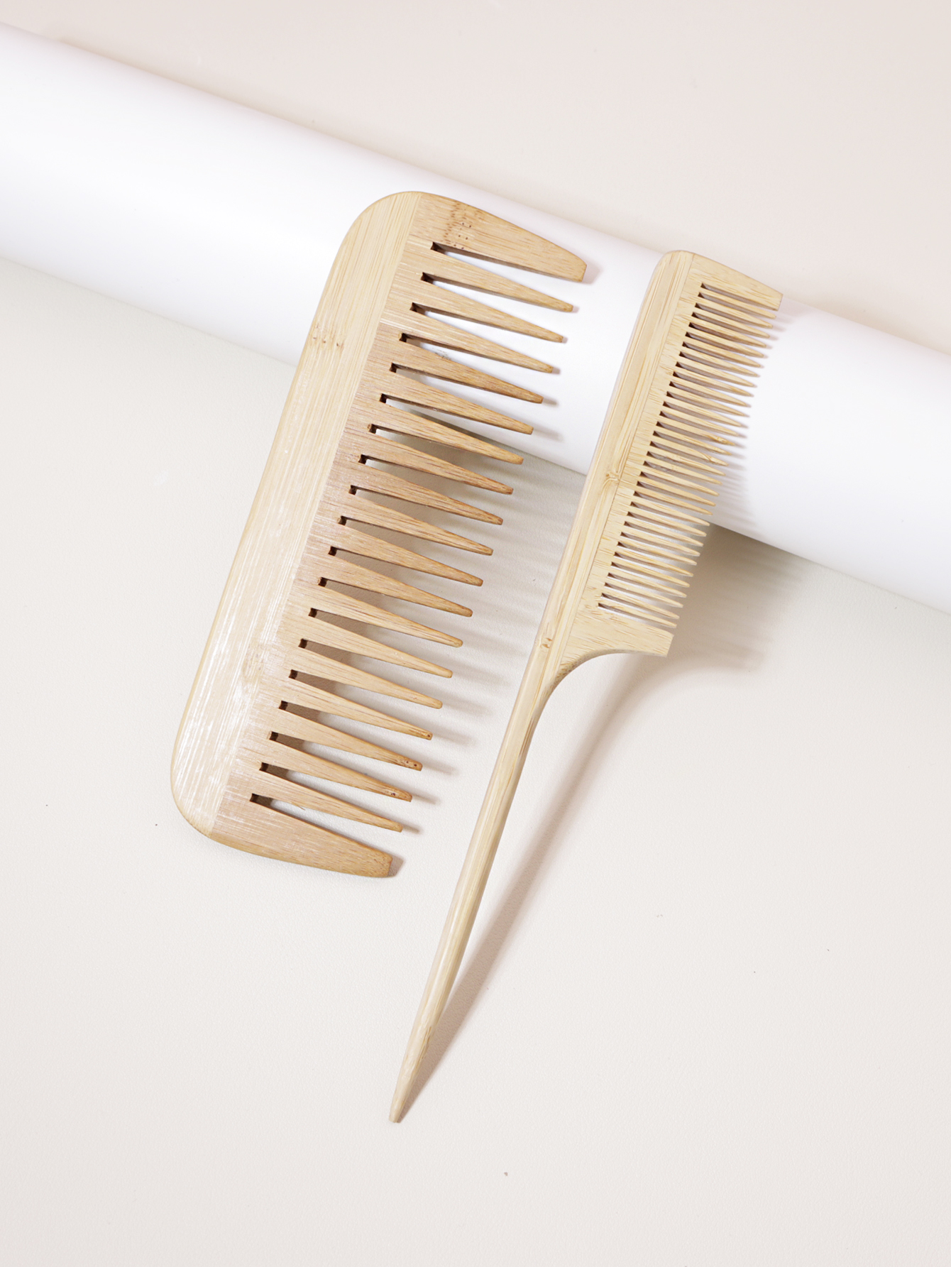 2PCS natural bamboo and wood comb set, anti-static, wide toothed comb, pointed tail comb, home gift giving