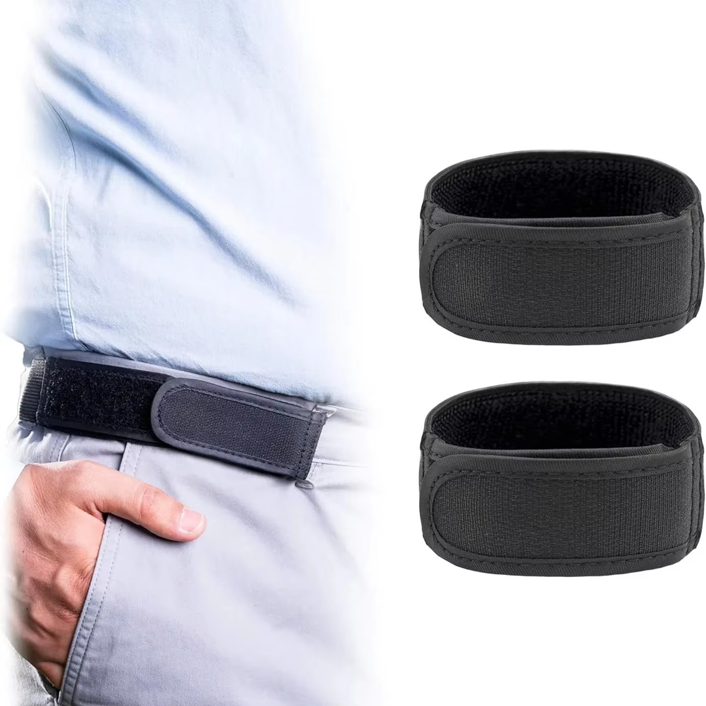2pcs/set Casual No Buckle Elastic Belt Adjustable Canvas Stretch Belt Invisible Waist Belt Unisex