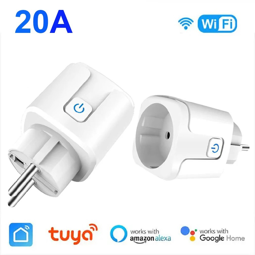 Smart Plug EU WiFi Socket 16A/20A Tuya Power Monitoring Smart Life APP Control Remote Timer Voice Control Alexa Home