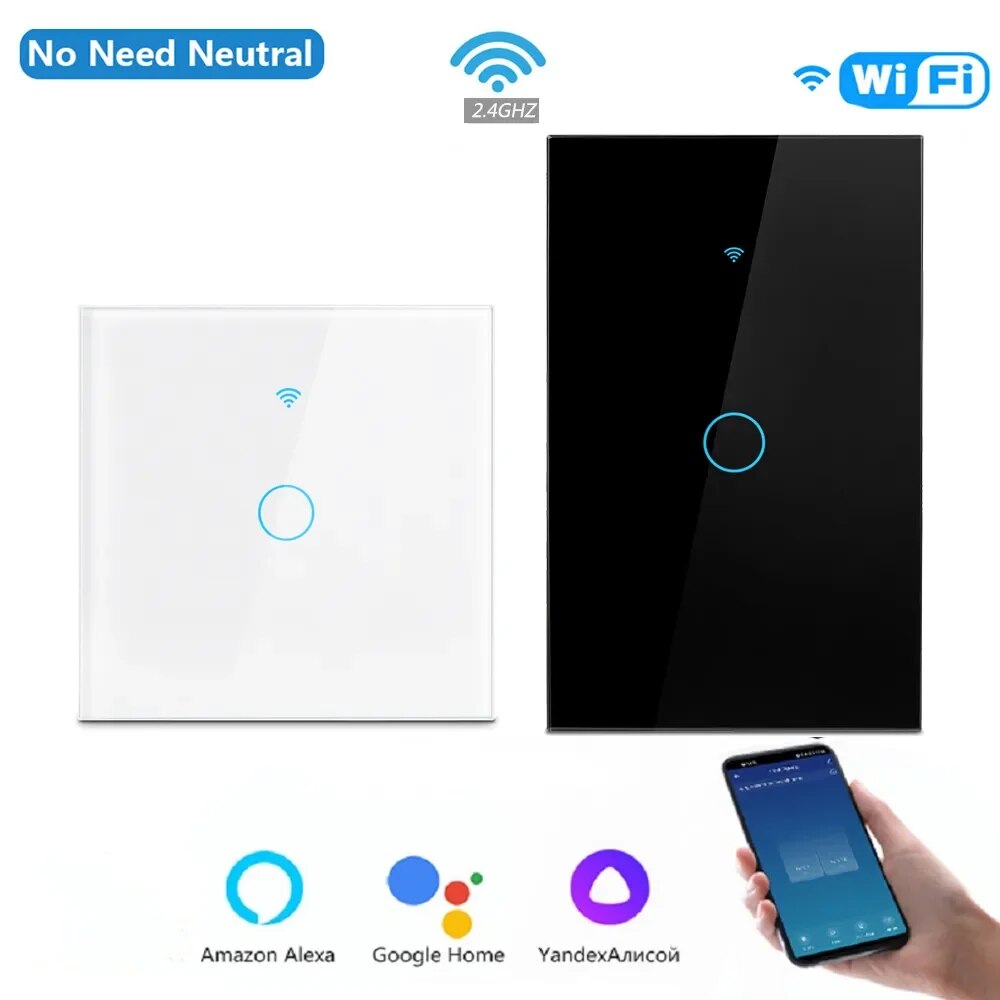 Tuya US WiFi Smart Wall Switch 1/3 Touch Sensor LED Light Switches Alexa Home Switch Neutral wire/No Neutral wire
