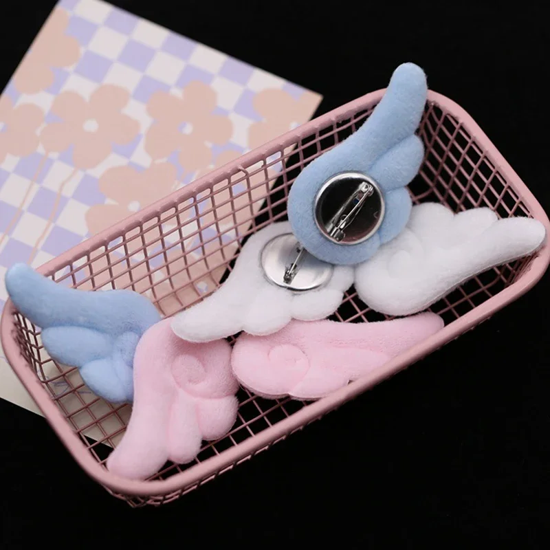 1 Pair Small Angel Wings Brooch Japanese Style Sweet Clothes Decor Y2K Plush Bag Hat Accessories