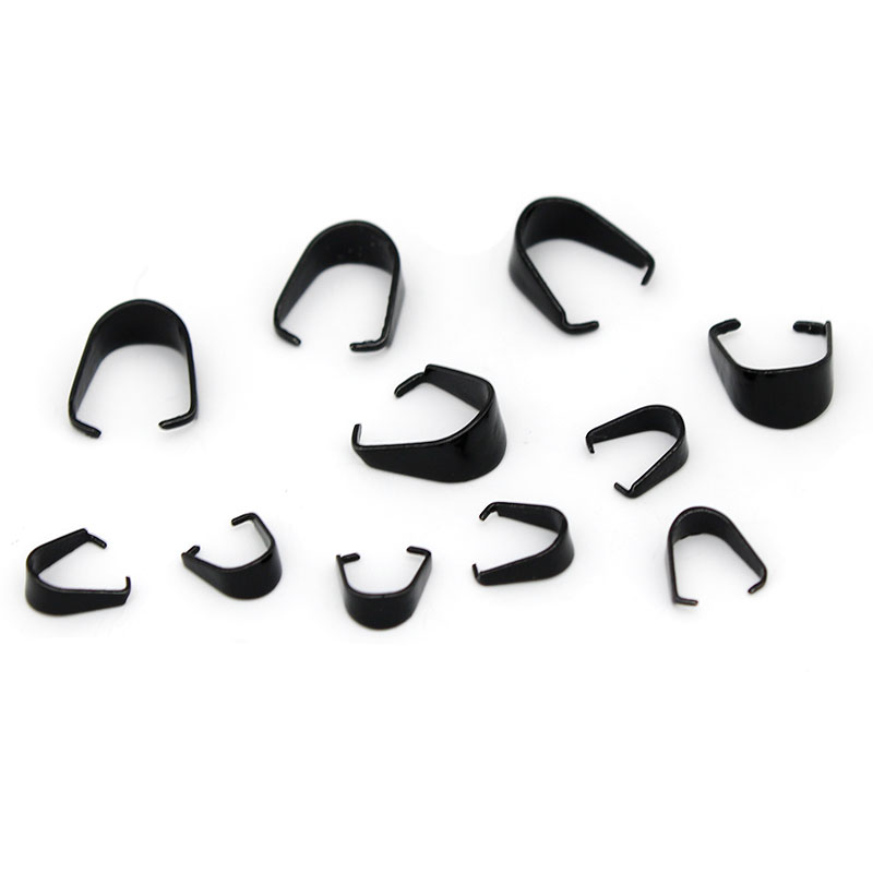 30Pcs/Lot Stainless Steel Black Color Pendant Clip Connectors Pinch Bail Clasp DIY Jewelry Making Bail Findings Accessories pen gpt