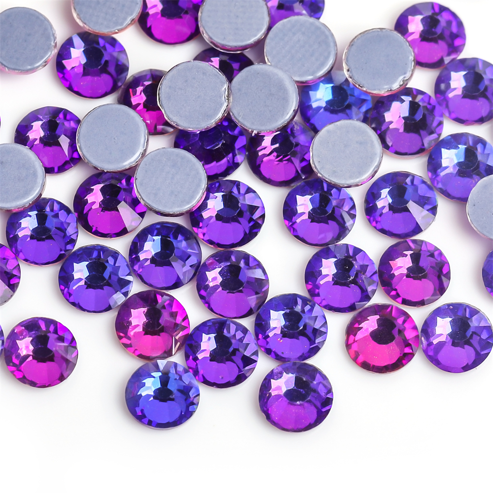 New Purple Velvet Crystal AB Better DMC Hot Fix Rhinestones,Glass Strass Hotfix Iron On Rhinestones Sewing & Fabric Decorations