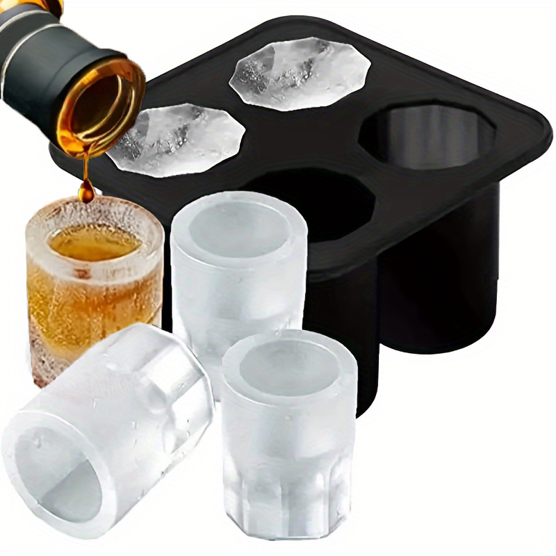 Silicone Ice Cube Mold Four Hole Press Ice Block Maker Creative Round Cup Shape Ice Molds for Bar Kitchen Tools