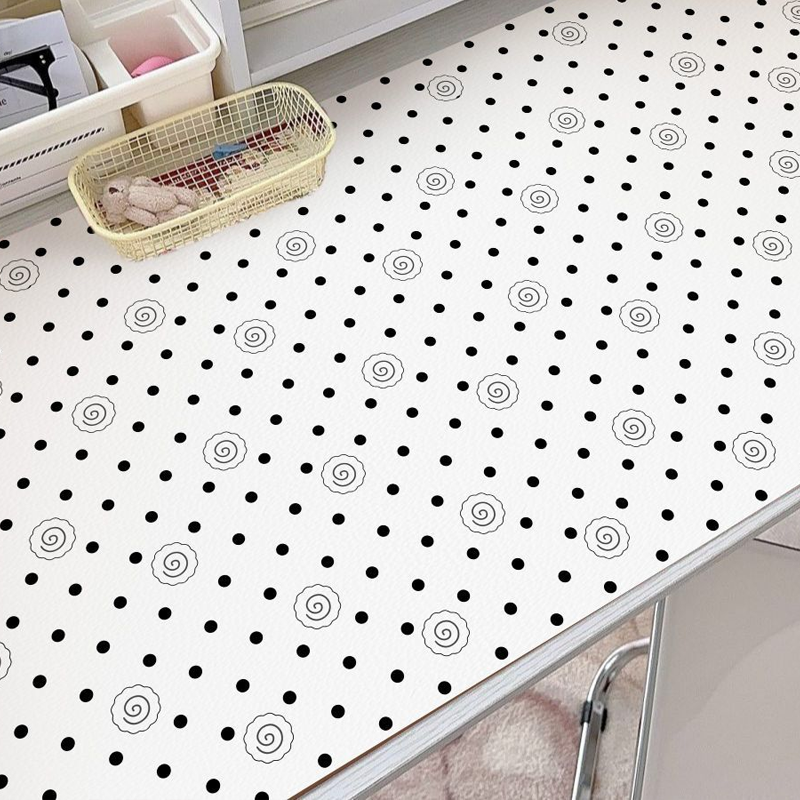 Retro Minimalist Polka Dot Circle Eye Protection XXL Leather Mouse Pad Keyboard Office Desktop Decoration Student Dormitory