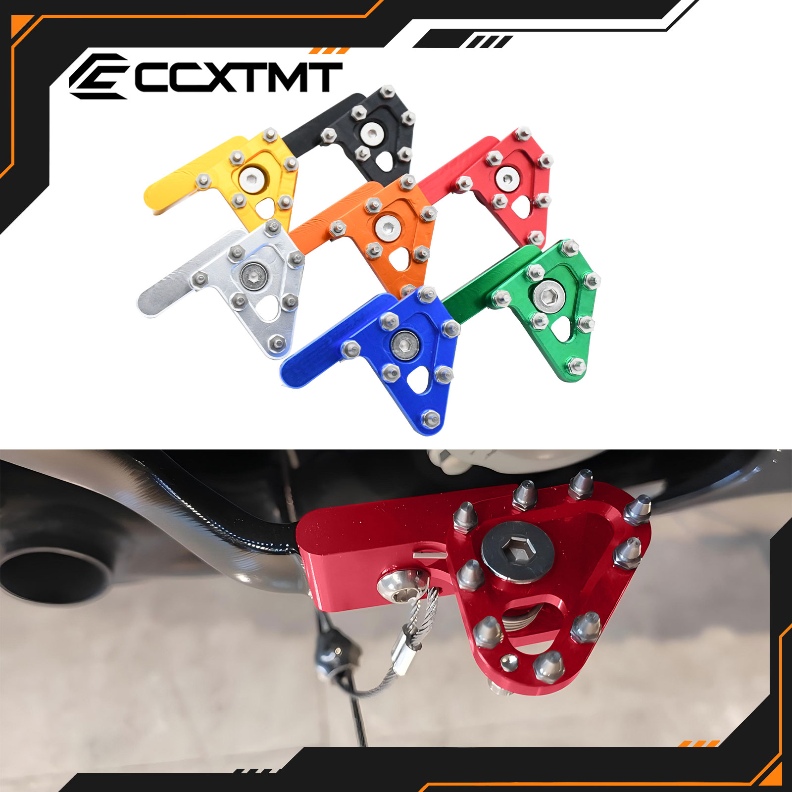 Motocross Universal CNC Aluminum Rear Brake Pedal Lever Step Tip For Honda Yamaha Kawasaki KTM Suzuki 125-530cc Universal Parts