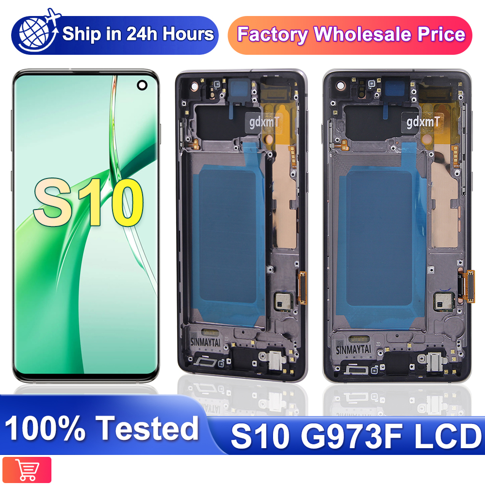 6.1" S10 Amoled Screen For Samsung Galaxy S10 LCD Display G973F/DS G973 G973U Touch Screen Replacement Digitizer With Frame