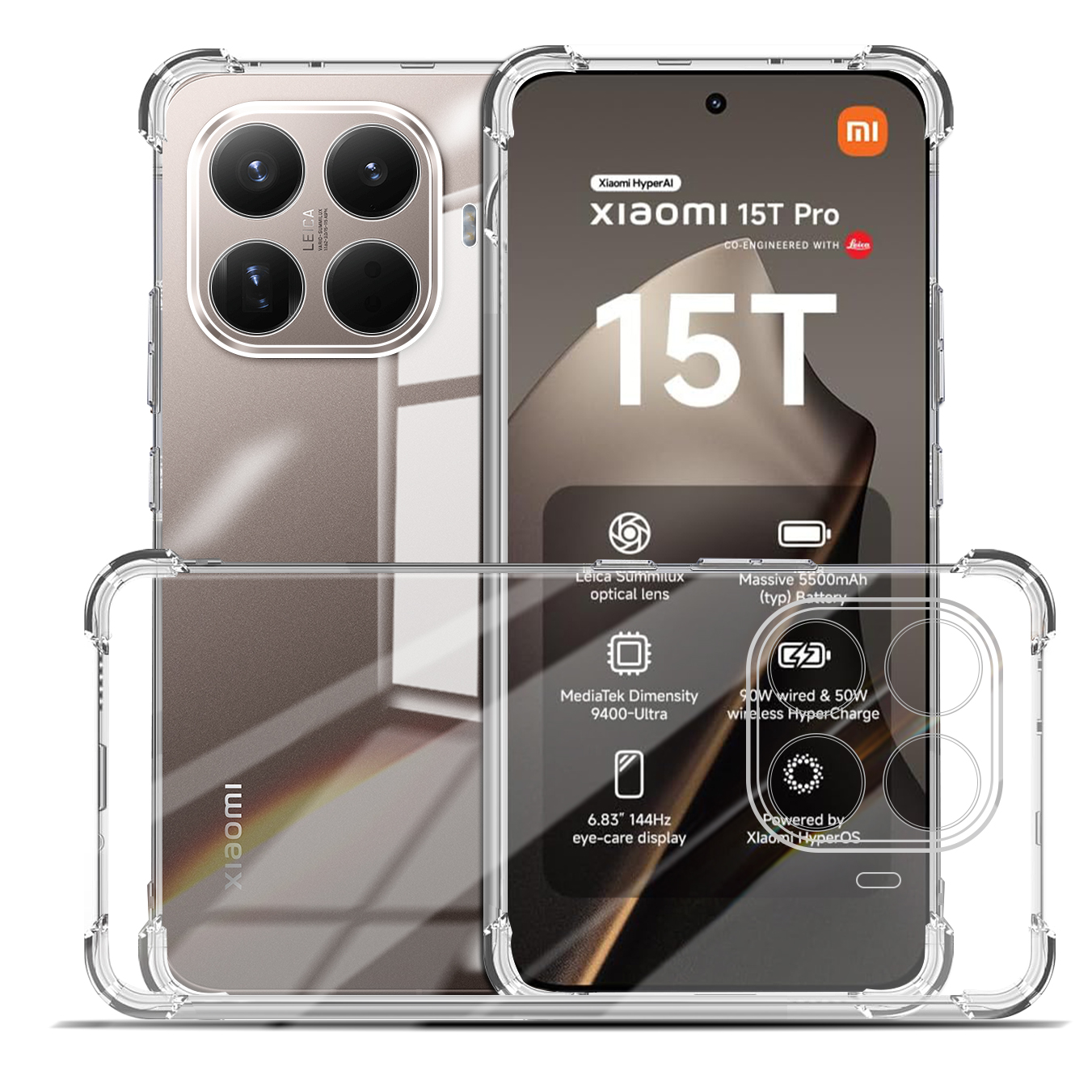 1.5MM Thick Transparent Case For 15T Pro 5G Airbag Shockproof Coque On Xiomi Xaomi Xiami Mi15T 15 T 15TPro TPU Soft Cover