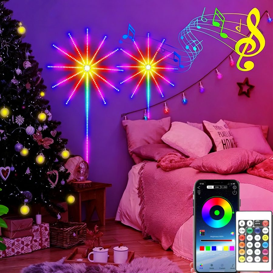 200+ Mode Smart RGBIC Firework Light APP Control USB 5V LED Strip Light Bluetooth Neon Strip Party Bedroom Decor Light lightify