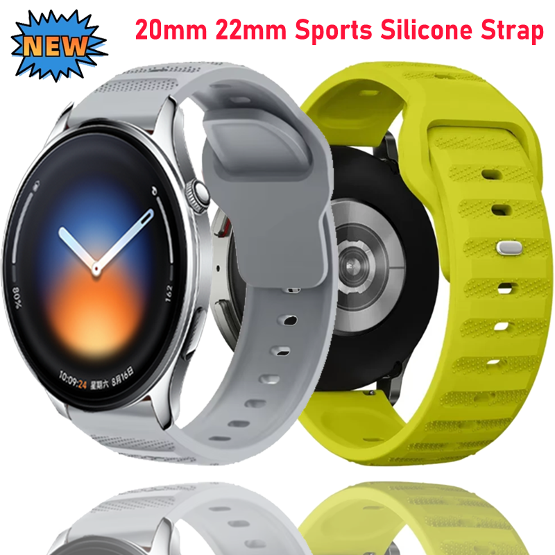20mm 22mm Sports Silicone Strap For Xiaomi Watch 5/OPPO Watch X-X2-S Comfortable Soft Watchband For Samsung Galaxy Watch 7 6 5 4