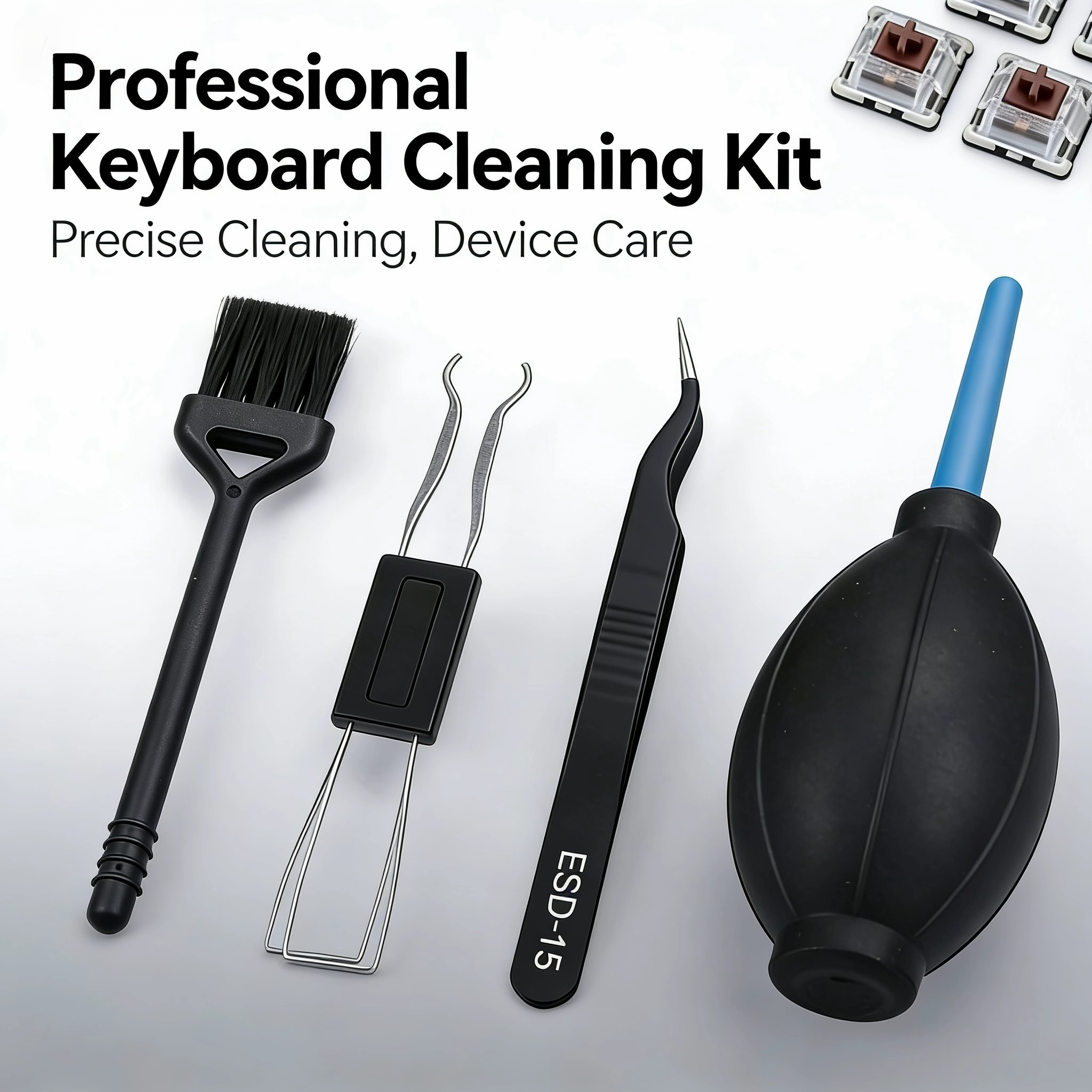 4 in 1 Keyboard Cleaning Kit Multifunctional Mechanical Keyboard Cleaner Tool Set with 2-in-1 Keycap Puller Switch Puller Powerf