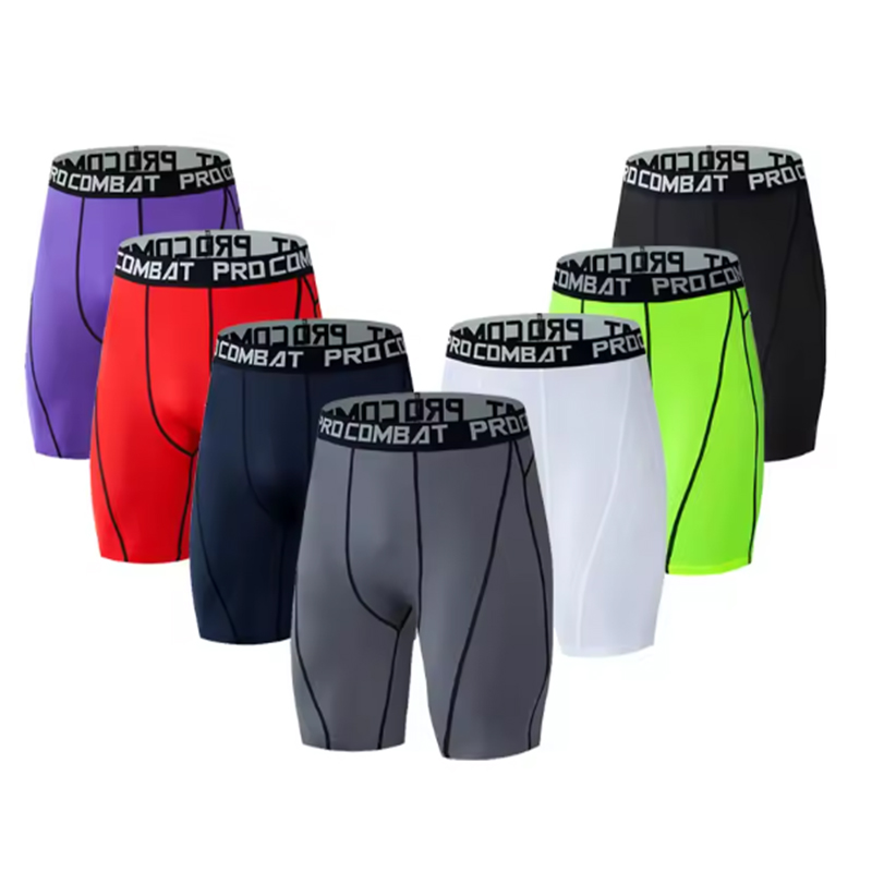 Men Bodybuilding Shorts Fitness Workout Inseam Gym Knickers Male Muscle Alive Elastic Compression Tights Skinny Leggins Hombre