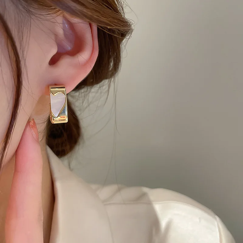 Unusual Splice Heart Square Earrings for Women New Design Trend Romantic Love Earing Fashion Jewelry Unique Accessories