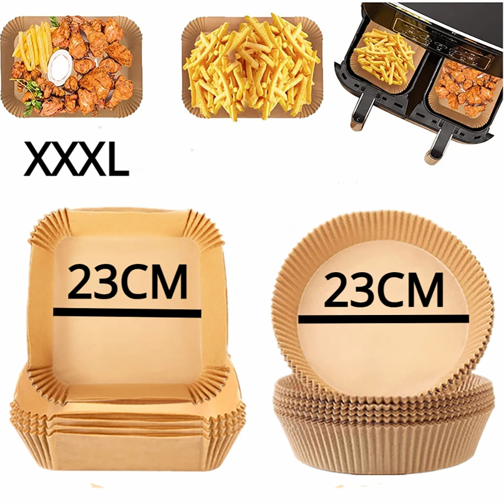 Large Air Fryer Disposable Paper Liner Square 23cm Non-stick Airfryer Parchment Baking Paper for Cooking Steaming Basket