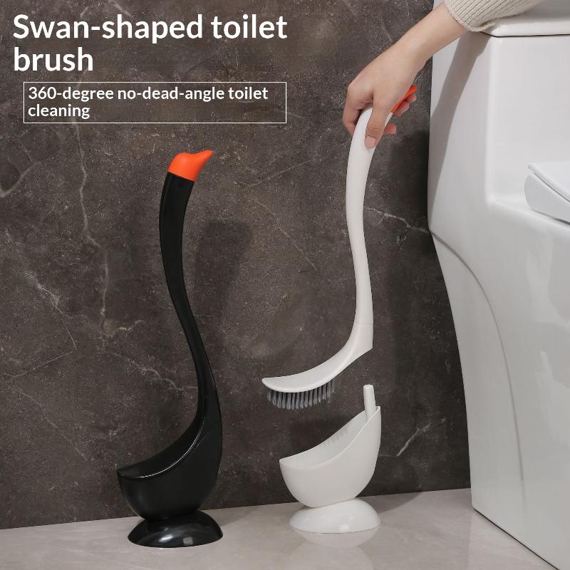 【Nice】Cute Toilet Brush With Long Handle Swan Shape Toilet Holders Bathroom Accessories Plastic Toilet Plunger Cleaning Tool