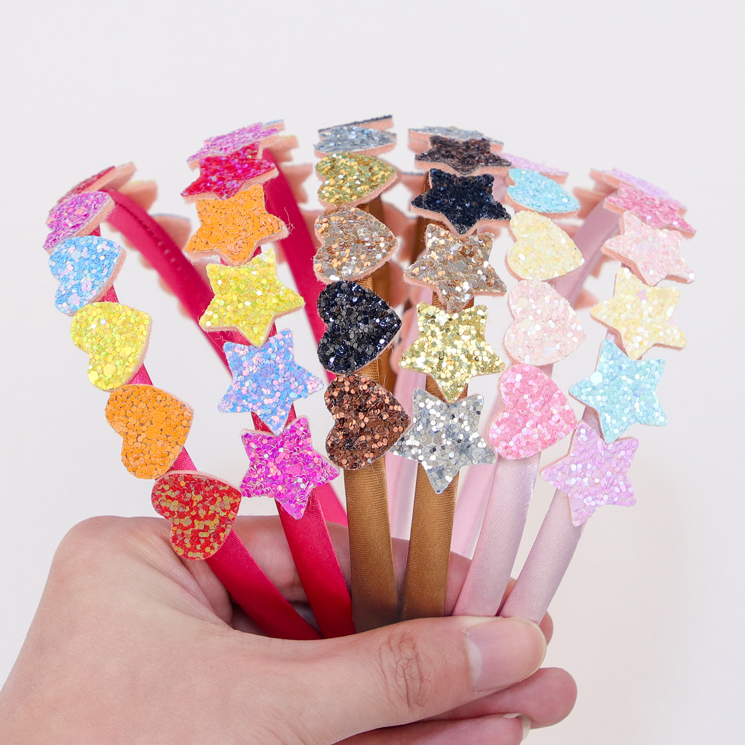 2/6pcs Glitter Sequin Heart Star Hairband For Girls Colorful Stain Hair Hoops For Children Women Daily Cute Hair Accessories