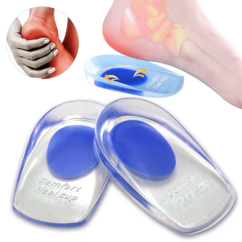 1Pair Silicone Gel Heel Insoles for Plantar Fasciitis Heel Spur U-shaped Pain Relief Protective Inserts Soft Pads for Men Women