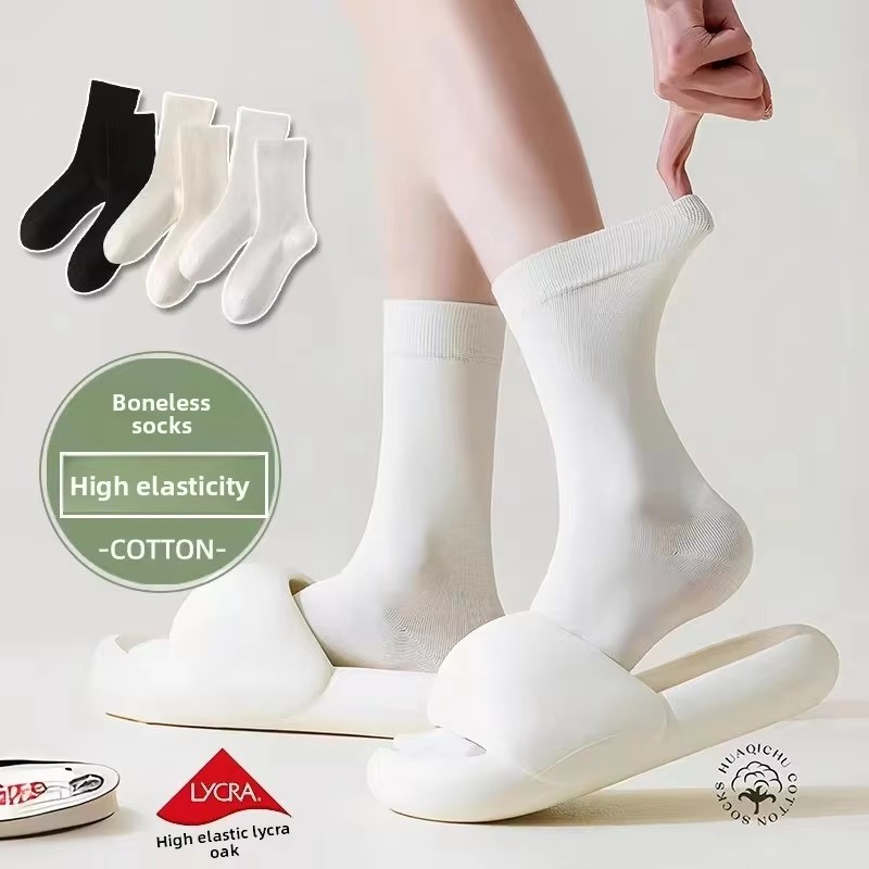 5 Pairs/Lot Women's Ruffle Mid-Calf Ankle Short Breathable Black White Socks Set Spring Autumn