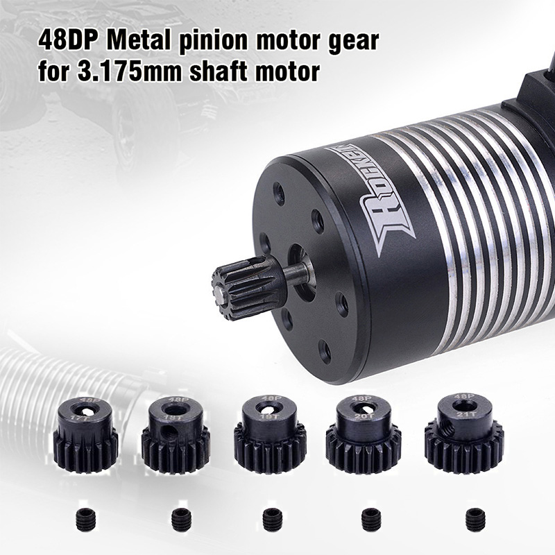 48DP 3.175mm 12t 13t 14t 15t 16T 17t 18T 19T 20T 22T 24T 25T Black steel metal Pinion Motor Gear For 1/10 Rc Model Car Motor