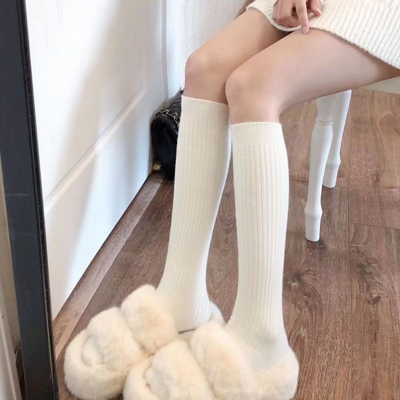 1pc Girls Vertical Striped Mid-calf Socks College Style Calf Socks for Women JK Spring Autumn Japanese Knee-high Stacked Socks