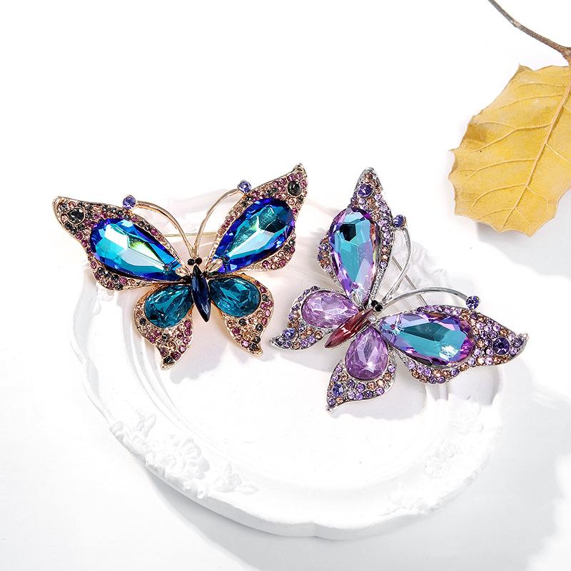 1pcs New Fashion Rhinestone Shining Crystal Butterfly Brooches For Women Clothing Coat Jewellery Accessries Gifts