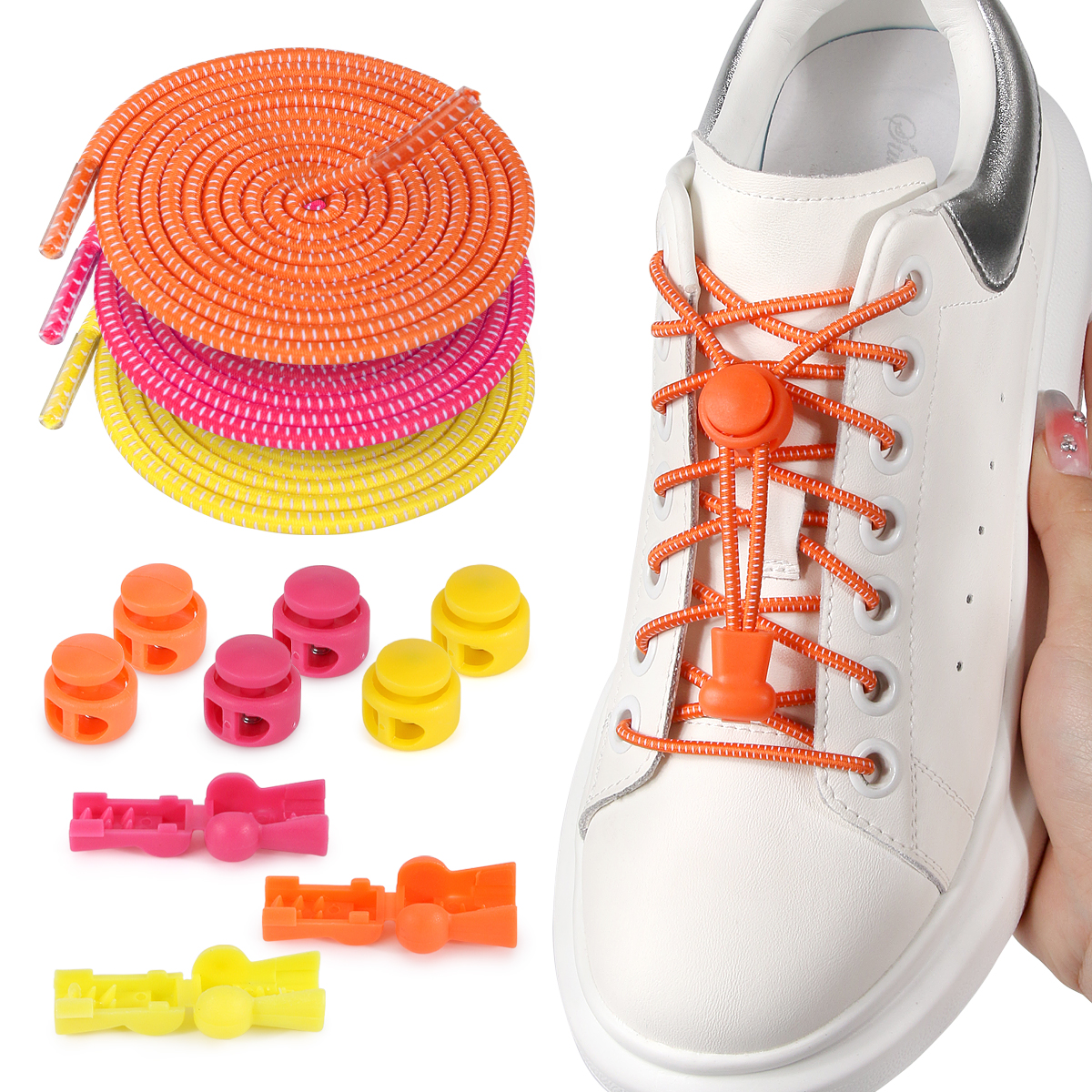 Safety Elastic Shoelaces Round High quality Spring Lock Lazy Lace can free Adjust Take a walk Sports No Tie Shoelace 1 pair