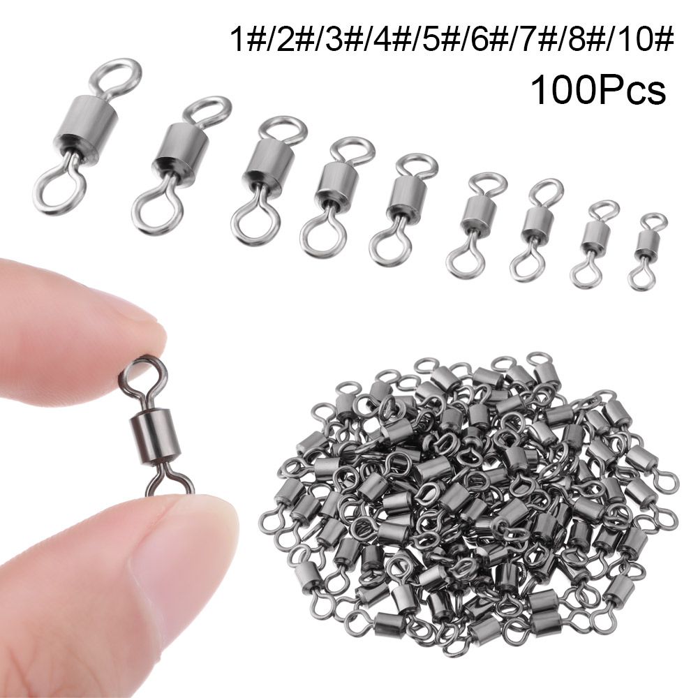 100Pcs/Lot Fishing Swivels Bearing Solid Rings Rolling Connector Plastic Durable High Strength Fishing Tackle