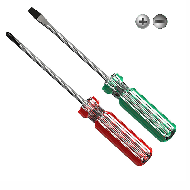 2pcs Slotted Phillips Screwdriver Set Magnetic Tip Nut Driver Crystal Clear Handle Cross Flat Screw Key Precision Hand Tools