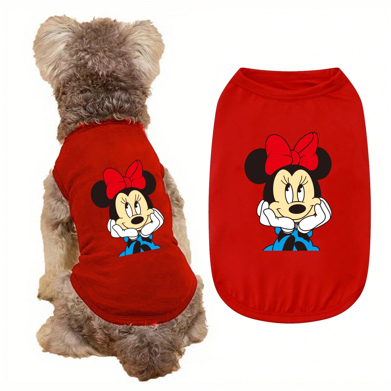 1PC Cute Minnie print pet vest, fashionable pet round neck sleeveless T-shirt