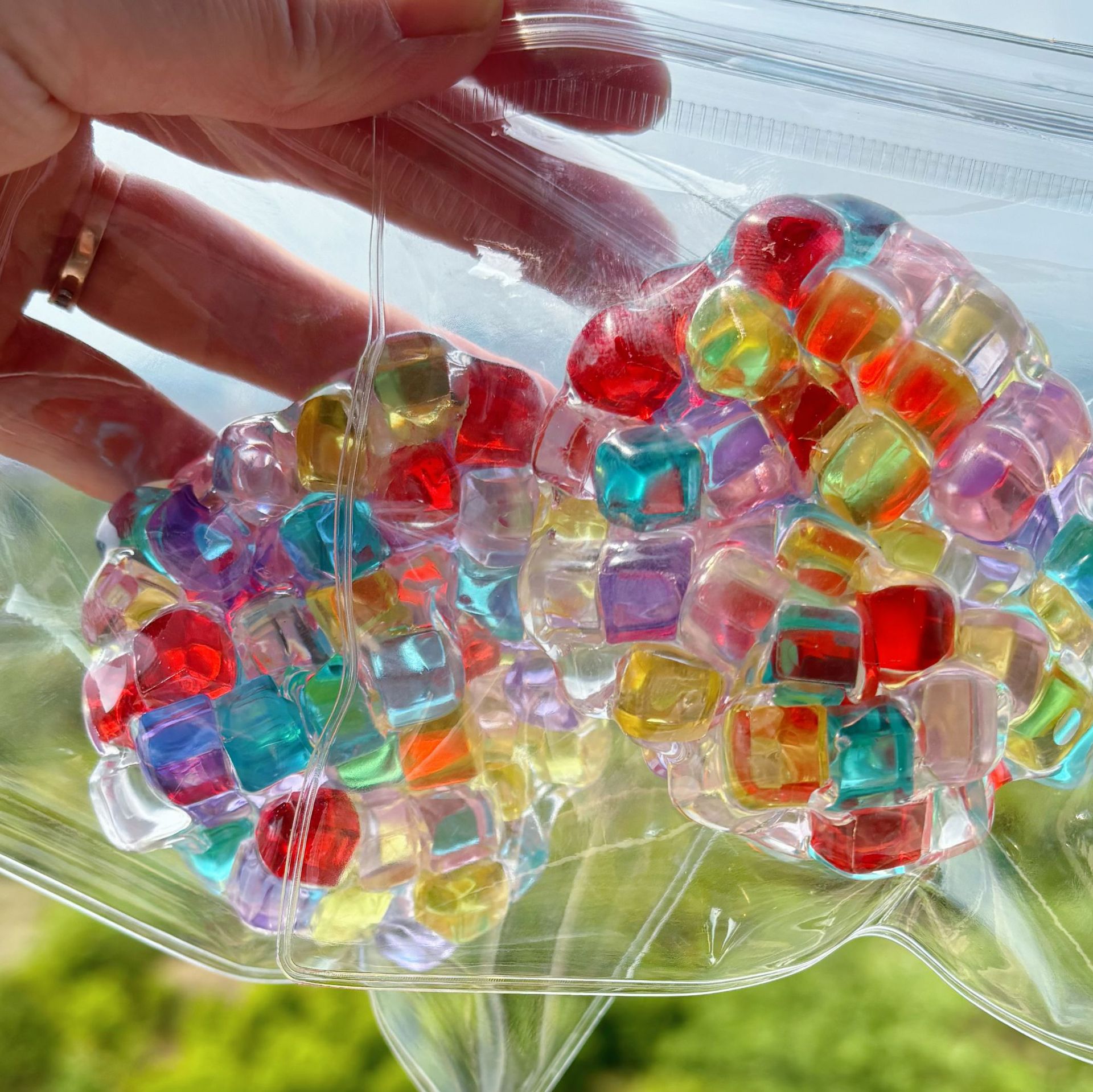 Color Ice Cube Bead Filled Squeeze Squishy Ball Soft Stress Relief Hand Trainer Desktop Decor Office Relax Supplies