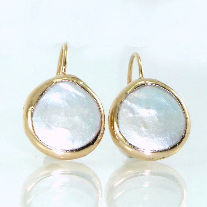 New Fashion Simple Gold Inlay Round White Hanging Ear Women's Personality Trend Party Jewelry