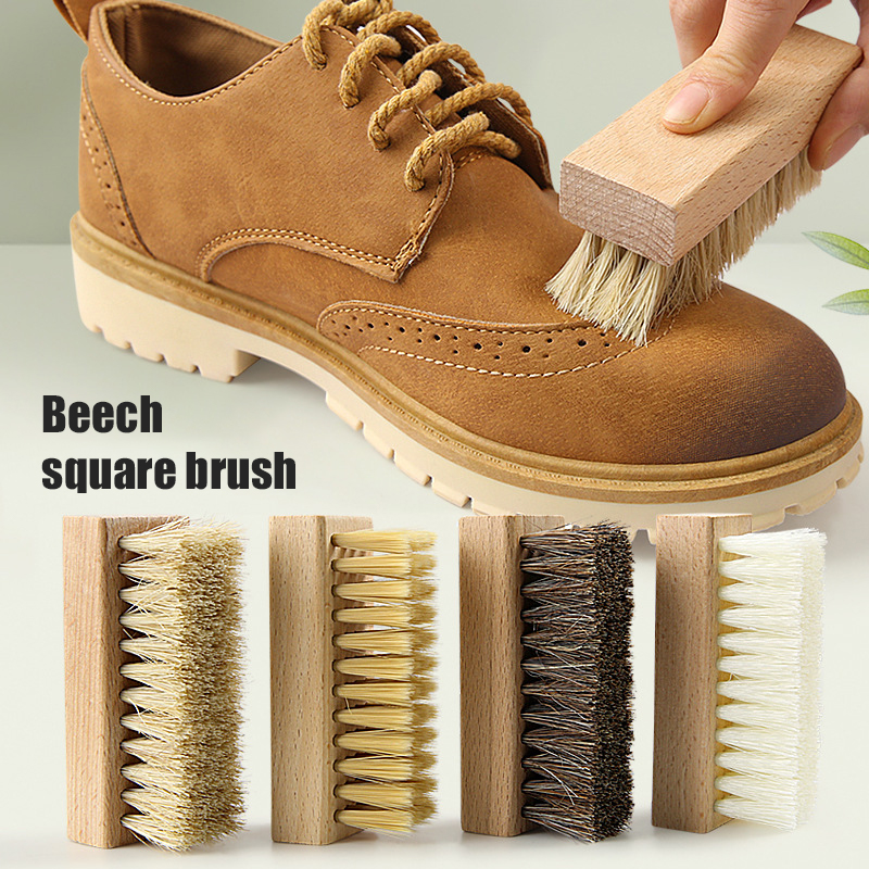 Useful Pig Bristles Shoe Brush For Slippers Sneaker Brush Shoes Cleaning Brushes Boot Brush Cleaner Wood Handle Shoe Brush