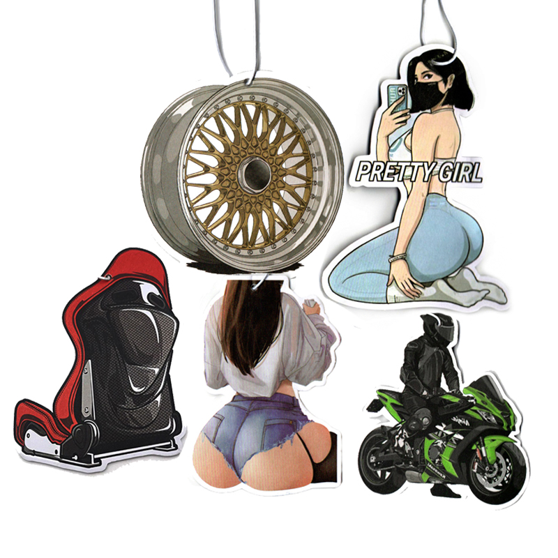 1pc Creative Car Rear View Mirror Hanging Pretty Girl Car Air Freshener Interior Decor Access Auto Perfume Pendant Solid Paper pen gpt