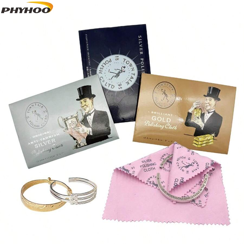 PHYHOO 20pcs Jewelry Cleaning ANTI-TARN Polishing Cloth Buckskin Velvet Sterling Silver Gold Platinu Jewellery Cleaning Tarnishe