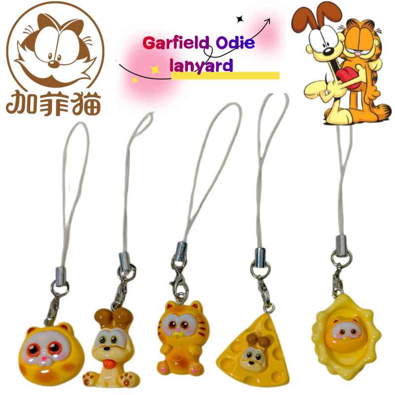 Garfield Odie Lanyard Keychain High-Quality Cartoon Figurine Creative Car and Backpack Pendant Birthday for Men and Women