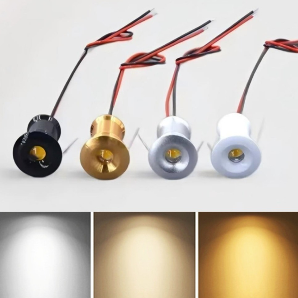 1-20 Pcs 1W Mini LED Spotlight Hole 15mm Cutout Recessed Downlight Indoor 12V Spot Light Ceiling Lamp Showcase Display Lighting