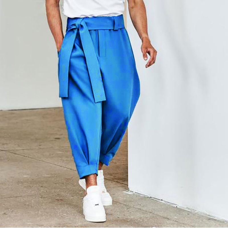 Spring Men Belt Baggy Pants Casual Streetwear Premium Quality Solid Color Oversized Joggers Fashion Harem Pants 2026 New S-3XL