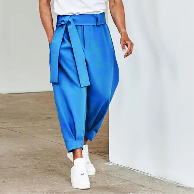 Spring Men Belt Baggy Pants Casual Streetwear Premium Quality Solid Color Oversized Joggers Fashion Harem Pants 2026 New S-3XL - image 1