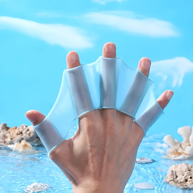 1pair Silicone Webbed Gloves, Swimming Hand Fins, Webbed Flippers For Outdoor Diving & Swimming Training