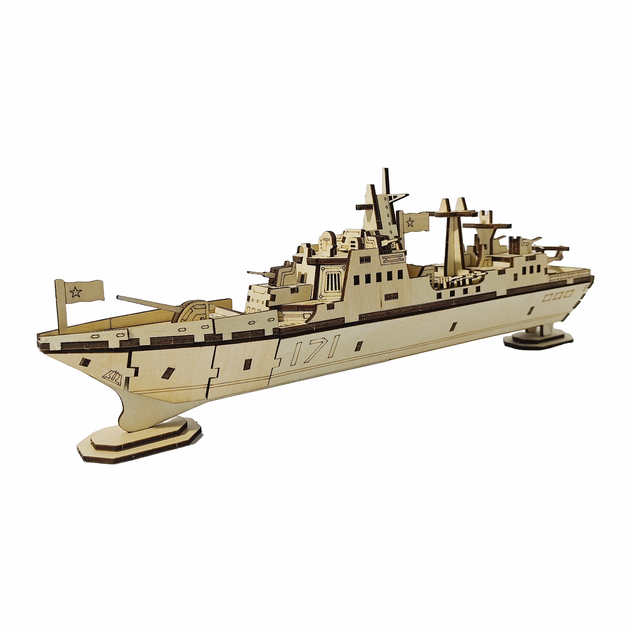 3D Puzzle DIY Wooden Toy Warship Assembly Model Birthday, Halloween,